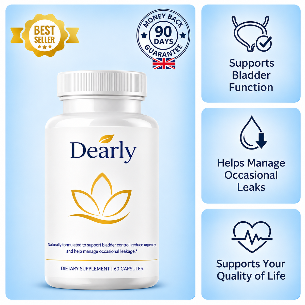 Dearly food supplement jar, 60 capsules